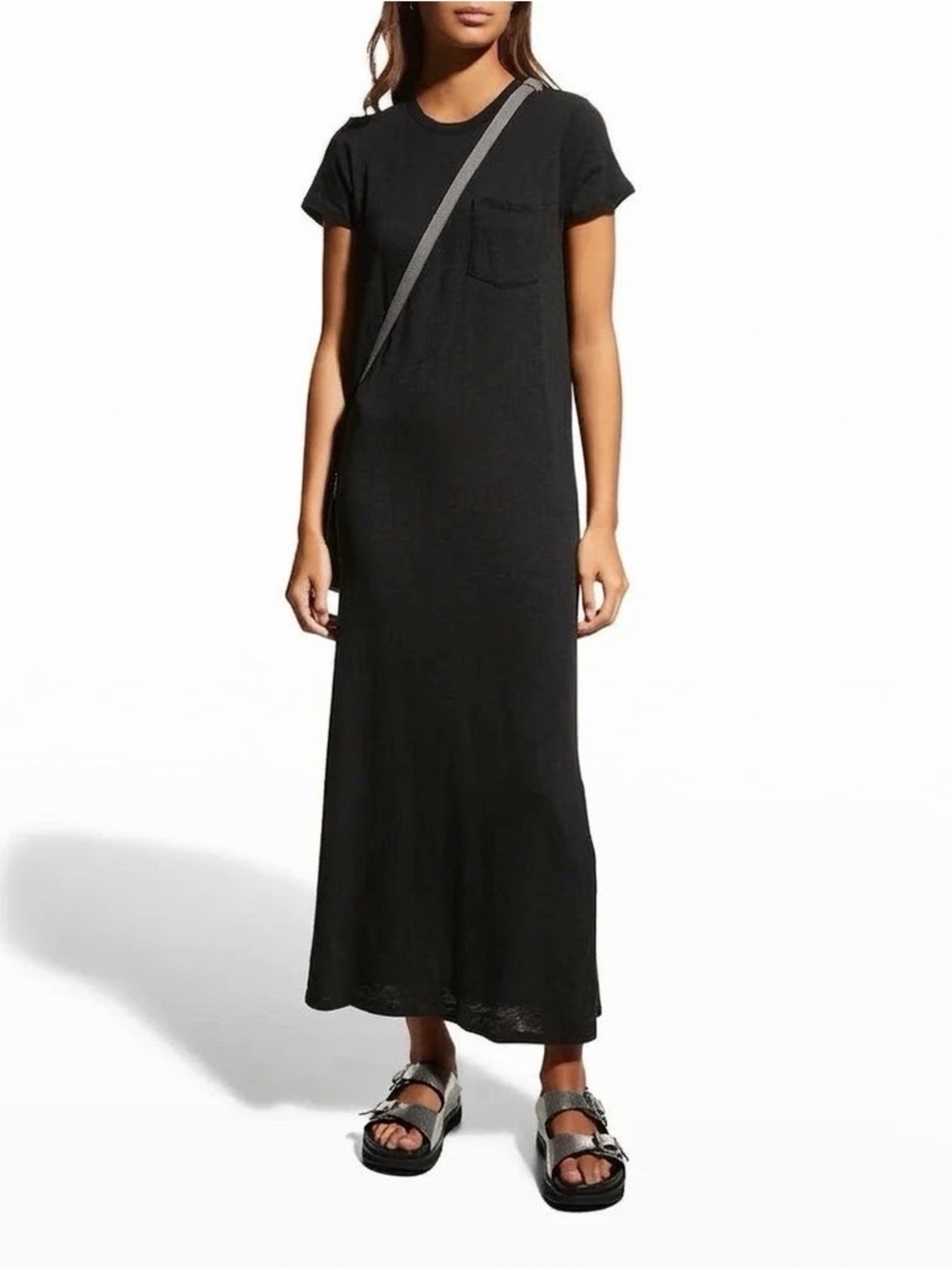 ATM Anthony Thomas Melillo Black Short-Sleeve Pocket Maxi Dress